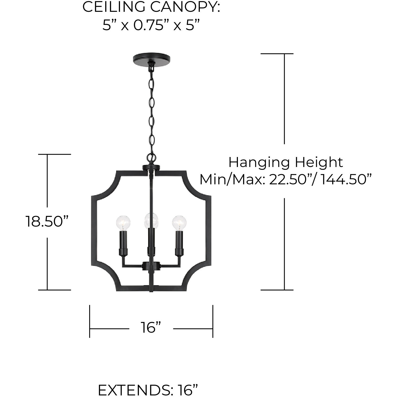 Courtney 4 Light 16 inch Matte Black Foyer Ceiling Light