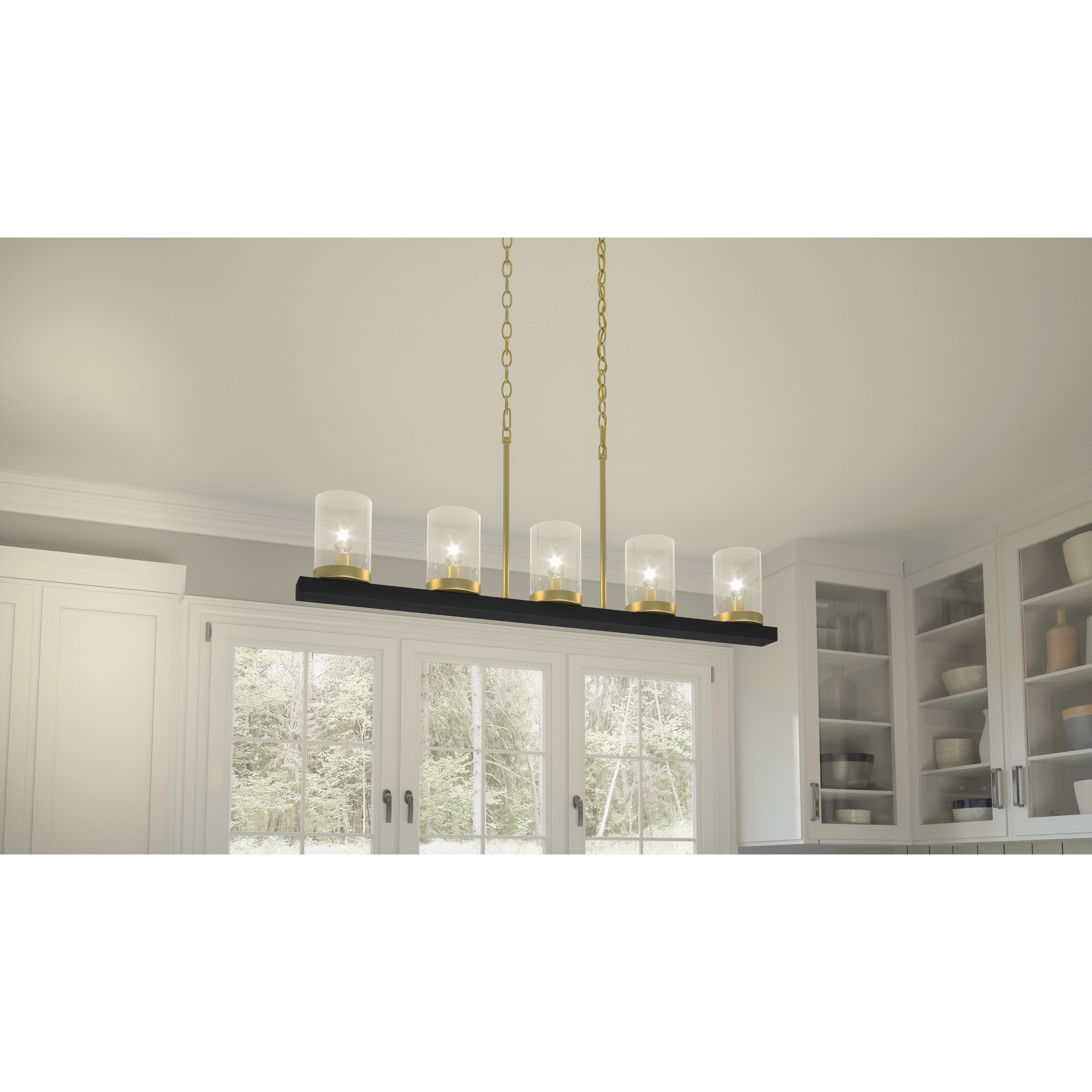 Greeley 5 Light 39 inch Matte Black Island Light Ceiling Light