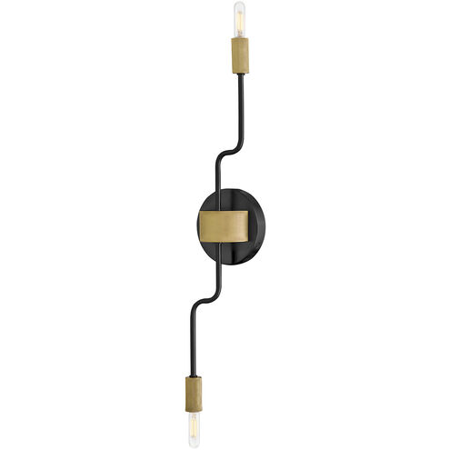 Austen 2 Light 5.25 inch Black with Lacquered Brass Sconce Wall Light