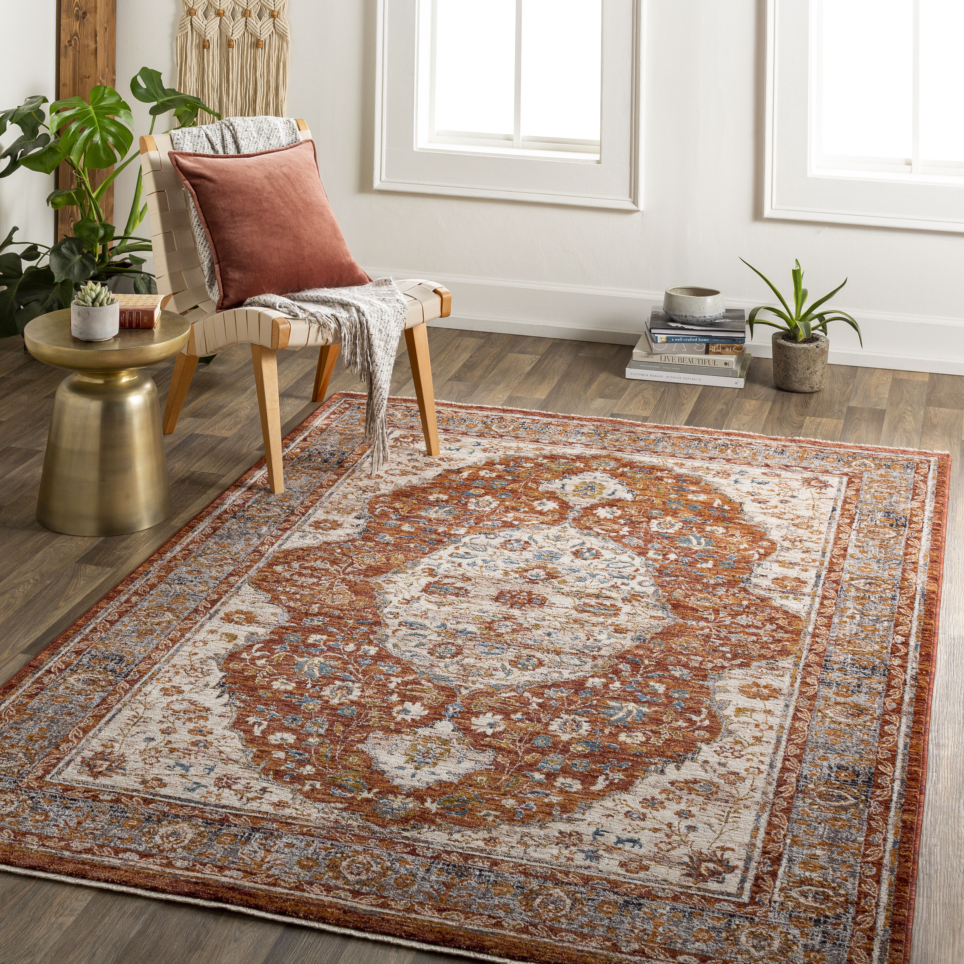 Arya 39 X 24 inch Brick Rug, Rectangle