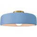 Radiance Collection - Spire 1 Light 13 inch Sky Blue and Brushed Brass Semi-Flush Ceiling Light in Replaceable Bulb, 13W x 6H, Form+Finish+Function