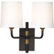 Lawton 2 Light 13 inch Oil Rubbed Bronze w/ Antique Brass Accents Double Arm Wall Sconce Wall Light