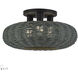 Deluna 3 Light 18 inch Black Semi Flush Mount Ceiling Light, Large