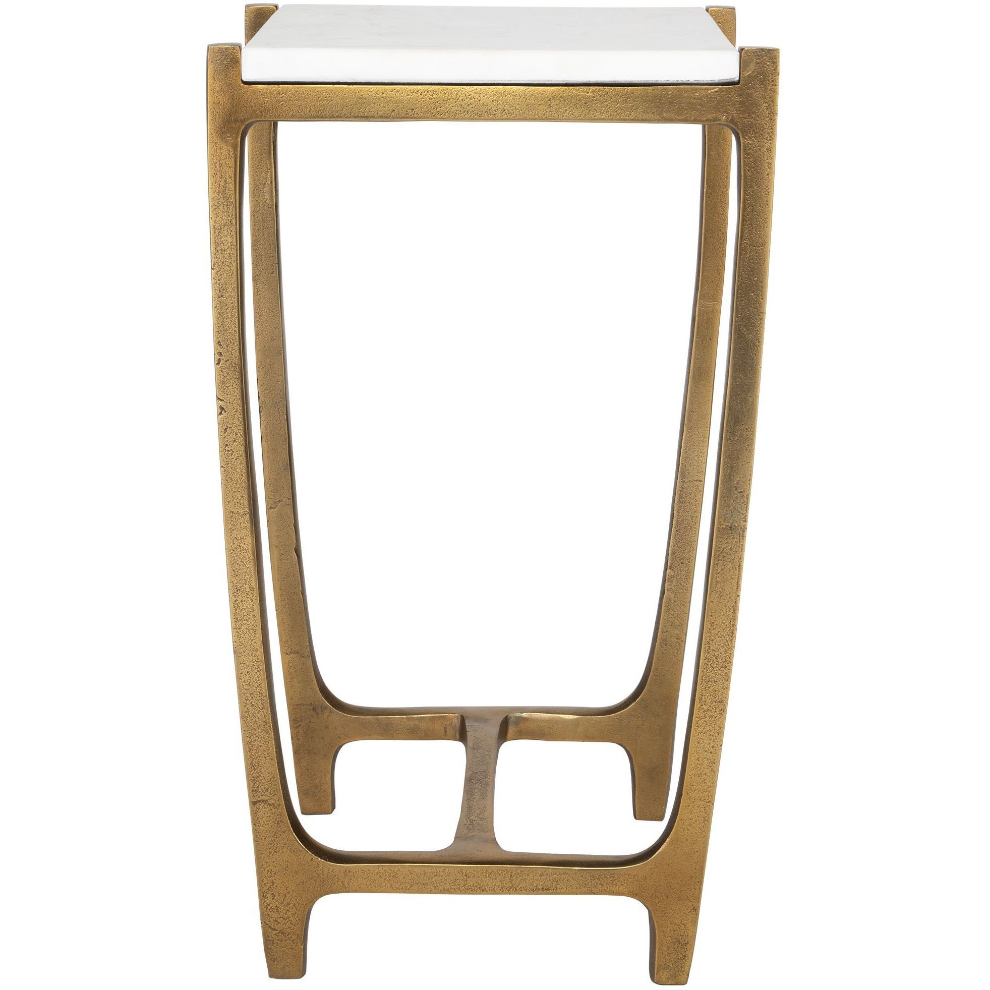 Affinity 22 X 12.5 inch Antique Gold and Natural White Marble Accent Table