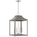 Contemporary 4 Light 15.25 inch Gray with Polished Nickel Pendant Ceiling Light