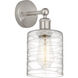 Edison Cobbleskill 1 Light 5 inch Brushed Satin Nickel Sconce Wall Light in Deco Swirl Glass