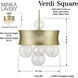 Verdi Square 3 Light 14 inch Soft Gold With Gold Leaf Convertible Pendant Ceiling Light