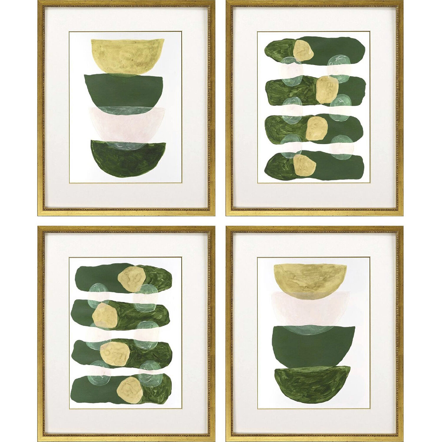 Geometrics Green and Metallic Framed Art