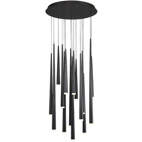 Cascade LED 23 inch Black Multi-Light Pendant Ceiling Light in 15, Round, 28in.