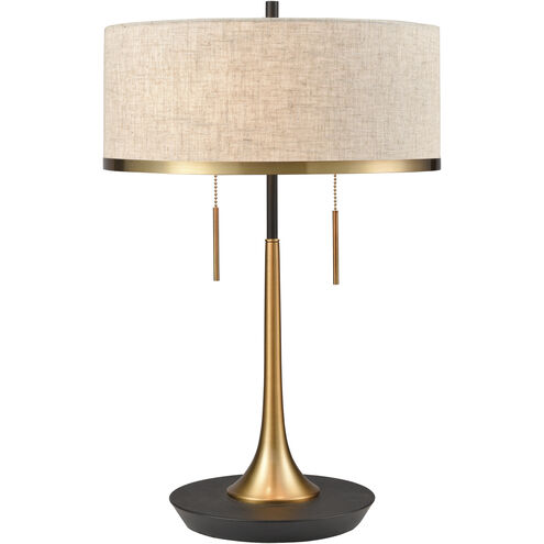 Magnifica 22 inch 60 watt Brass with Black Table Lamp Portable Light