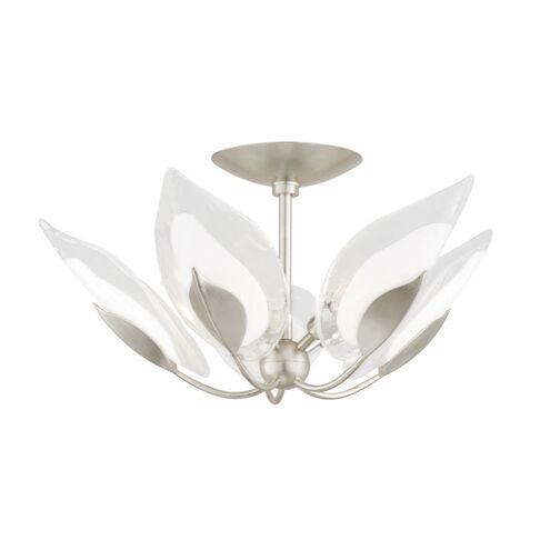 Blossom 5 Light 24 inch Silver Leaf Semi Flush Ceiling Light