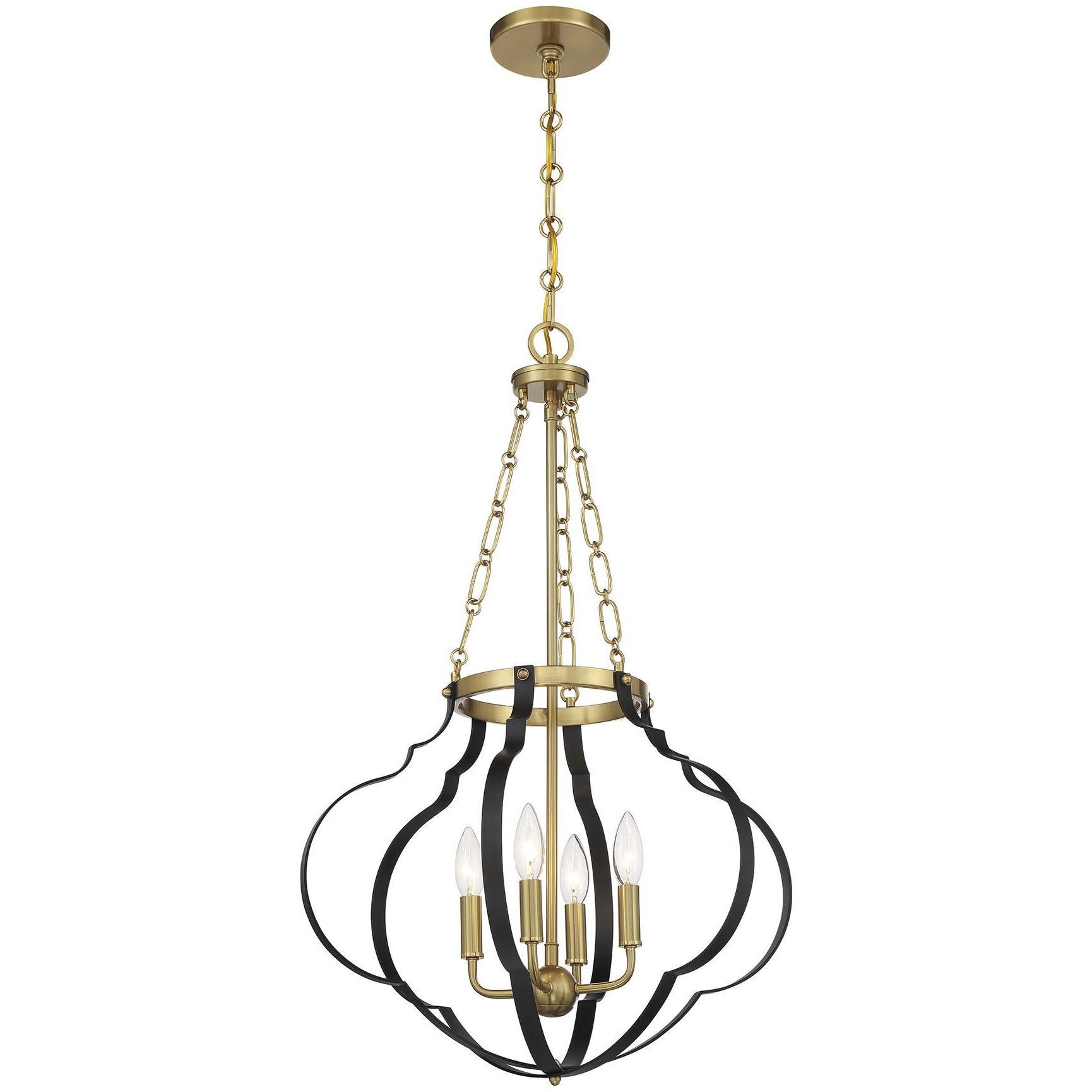 Mercer 4 Light 20 inch Matte Black and Warm Brass Pendant Ceiling Light in Matte Black with Warm Brass