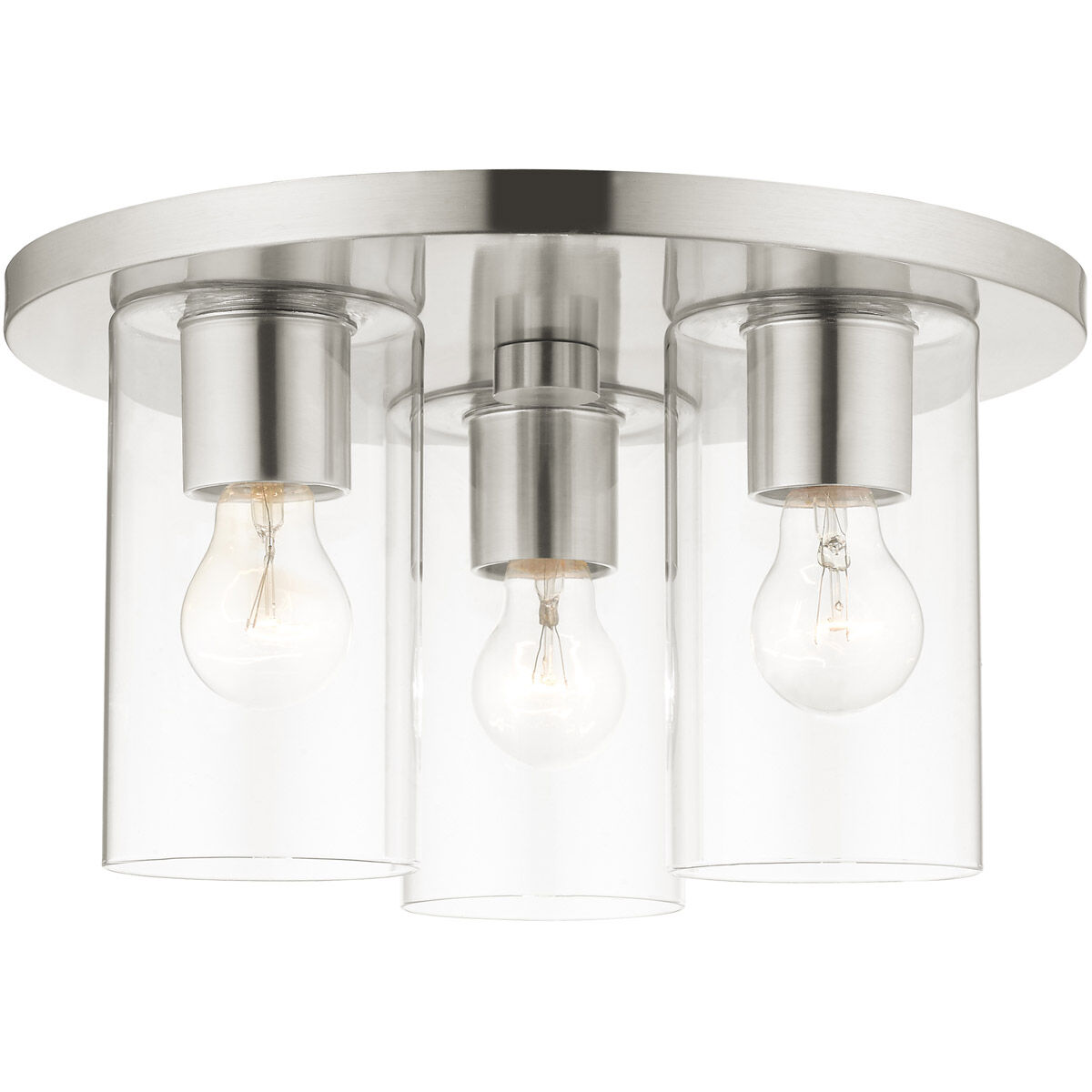 Zurich 3 Light 14 inch Brushed Nickel Flush Mount Ceiling Light