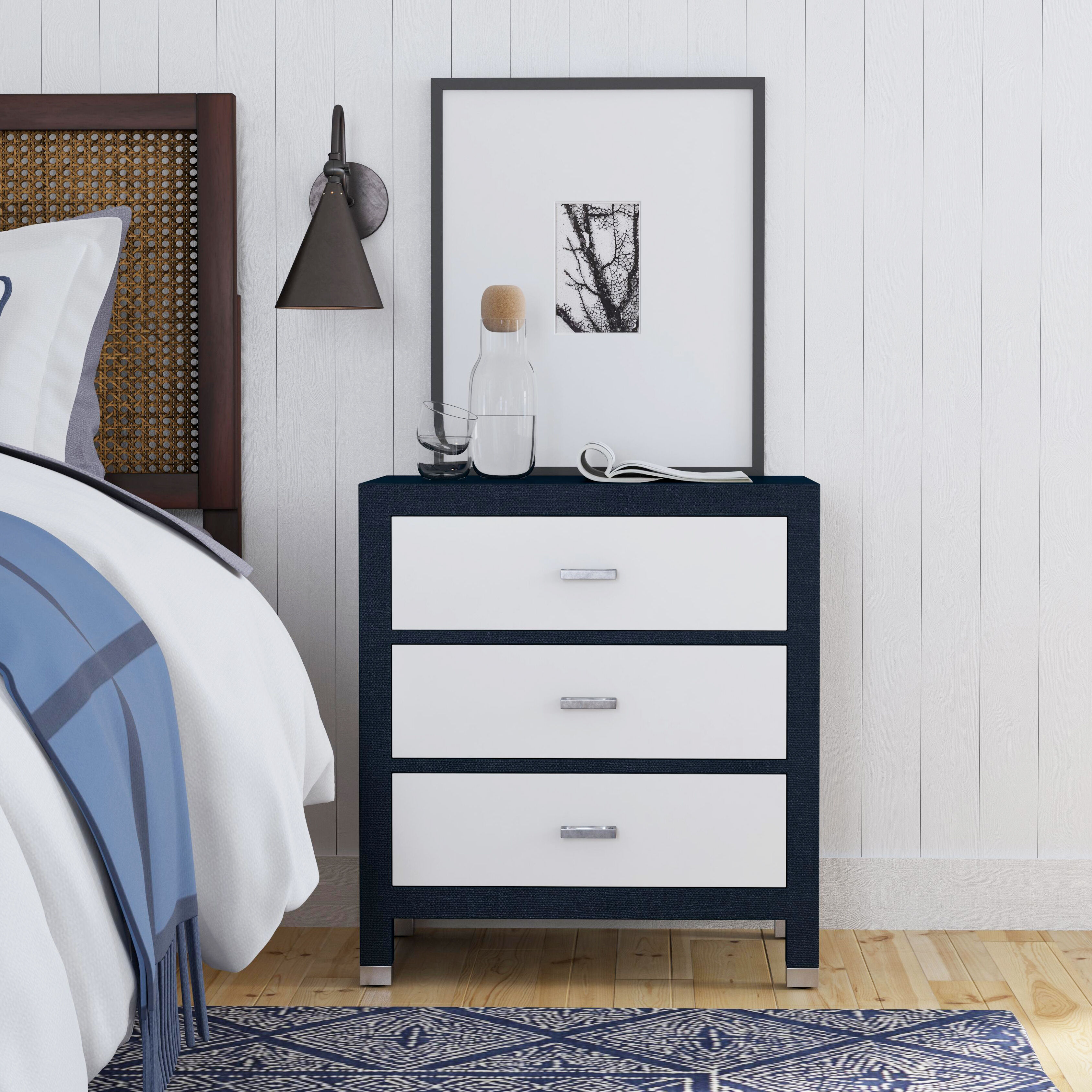 White store raffia nightstand