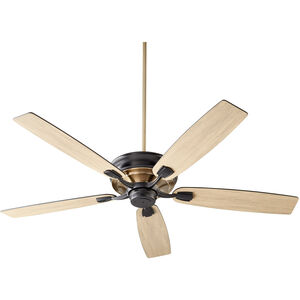 Gamble 60 inch Noir and Aged Brass with Matte Black and Weathered Gray Blades Ceiling Fan