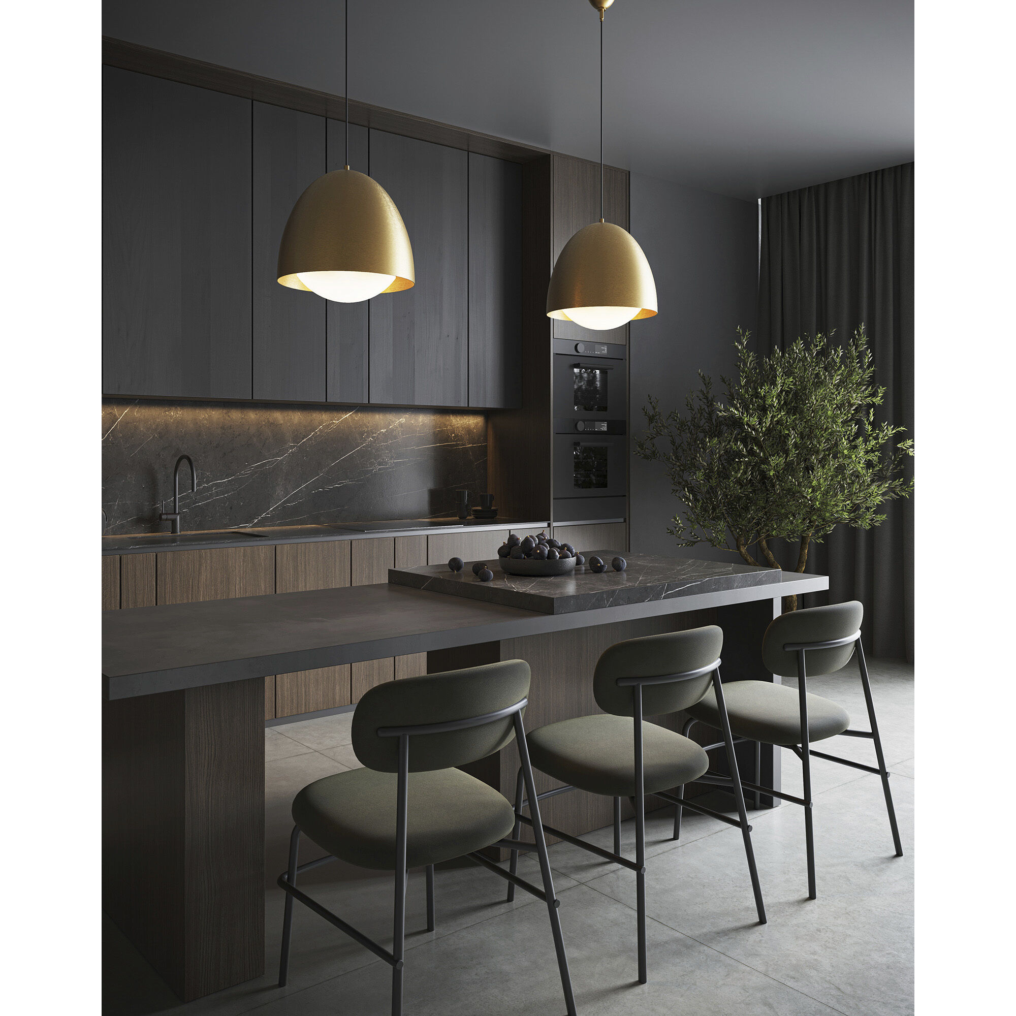 Alora Mood Kenji 1 Light 16 inch Aged Gold/Opal Matte Glass Pendant Ceiling Light