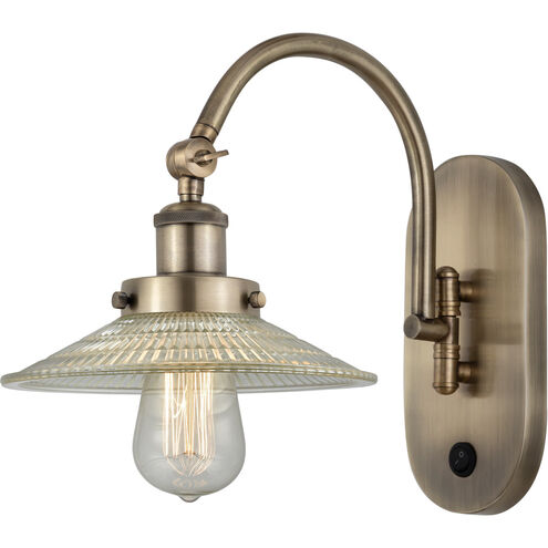Franklin Restoration Halophane 1 Light 9 inch Antique Brass Sconce Wall Light