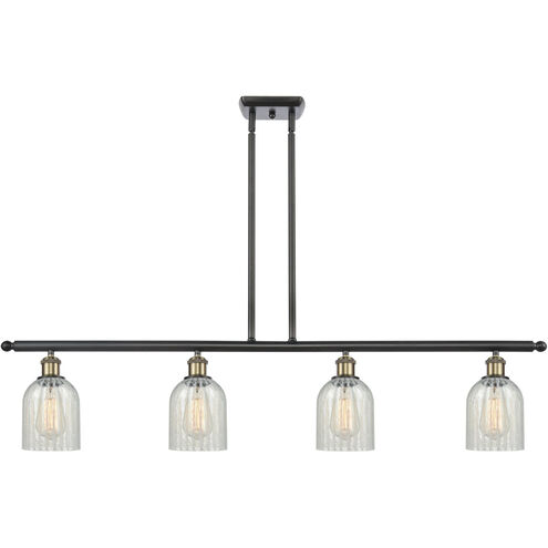 Ballston Caledonia LED 48 inch Black Antique Brass Island Light Ceiling Light in Mouchette Glass, Ballston