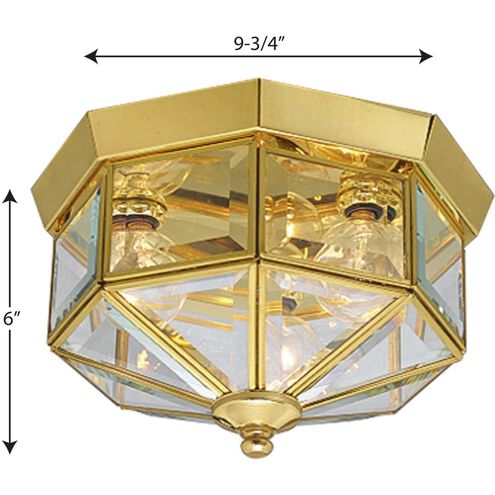 Beveled Glass 3 Light 9.75 inch Polished Brass Flush Mount Ceiling Light