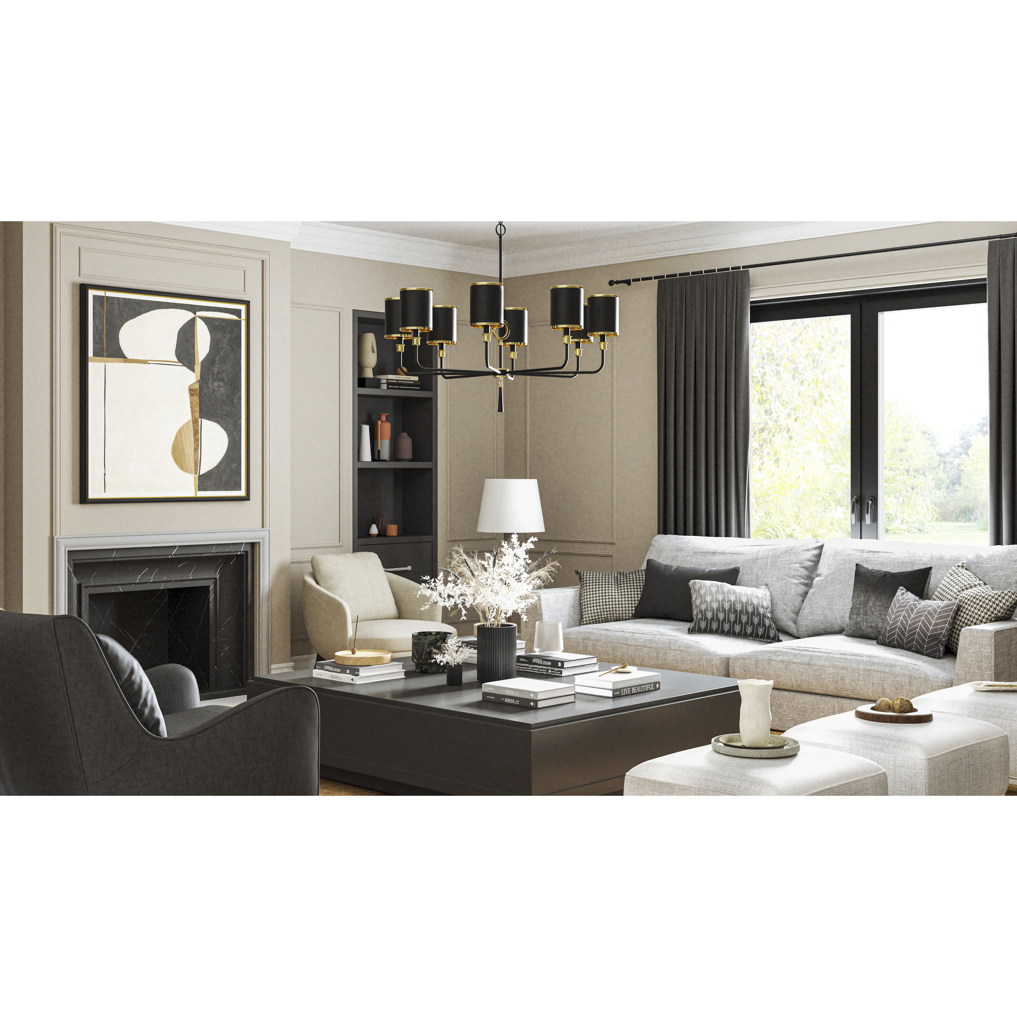 Lockery 8 Light 40 inch Matte Black Chandelier Ceiling Light