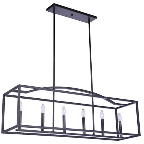 Keeley 6 Light 42 inch Black Linear Chandelier Ceiling Light