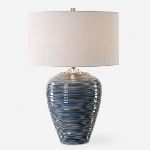 Moher 26 inch 150.00 watt Glossy Blue Glaze and Brass Table Lamp Portable Light
