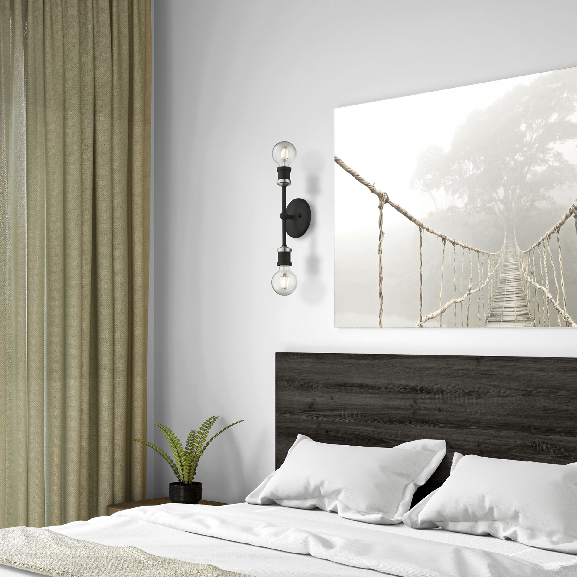 Lansdale 2 Light 5 inch Black with Brushed Nickel Accents Vanity Sconce Wall Light