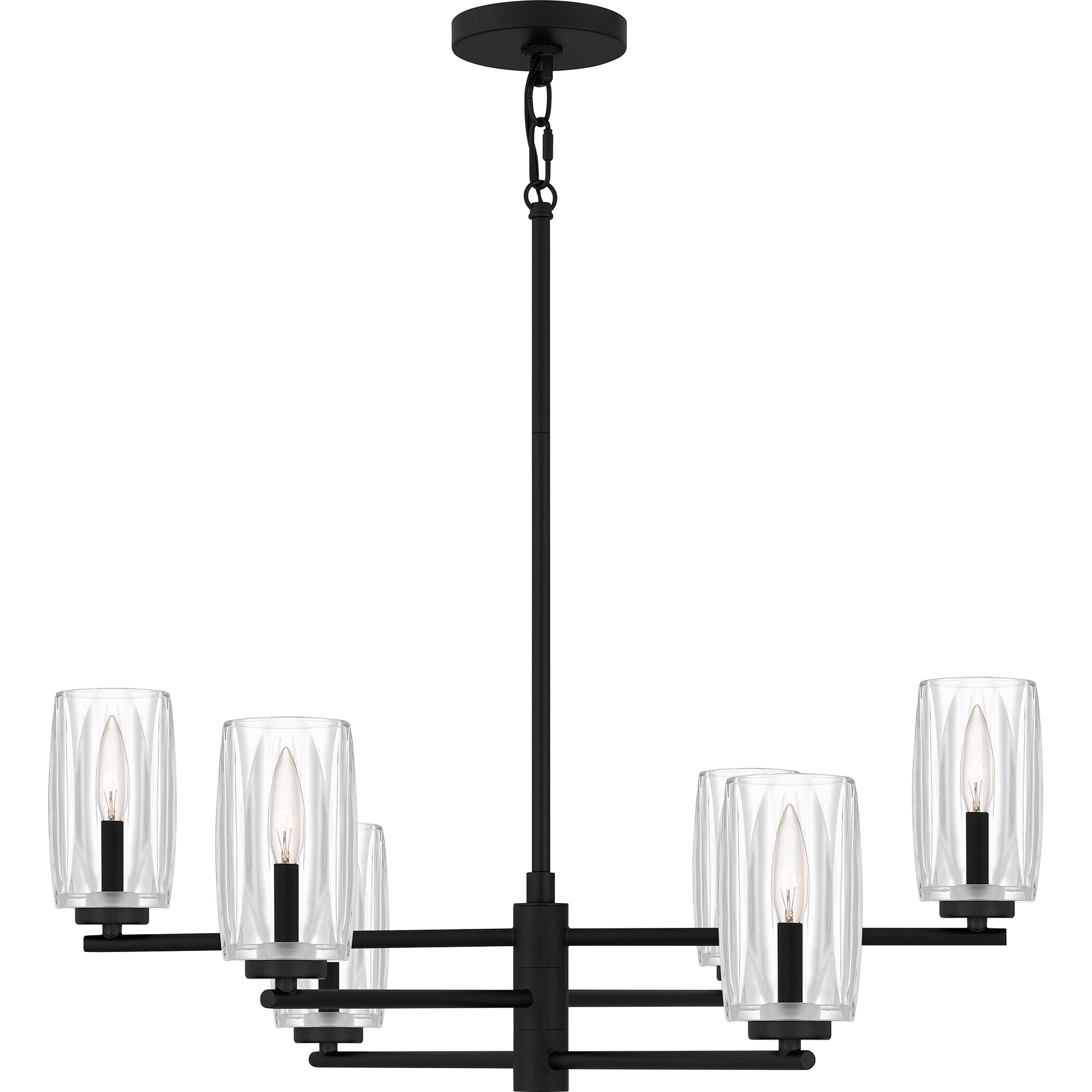 Cunningham 6 Light 26.75 inch Matte Black Chandelier Ceiling Light