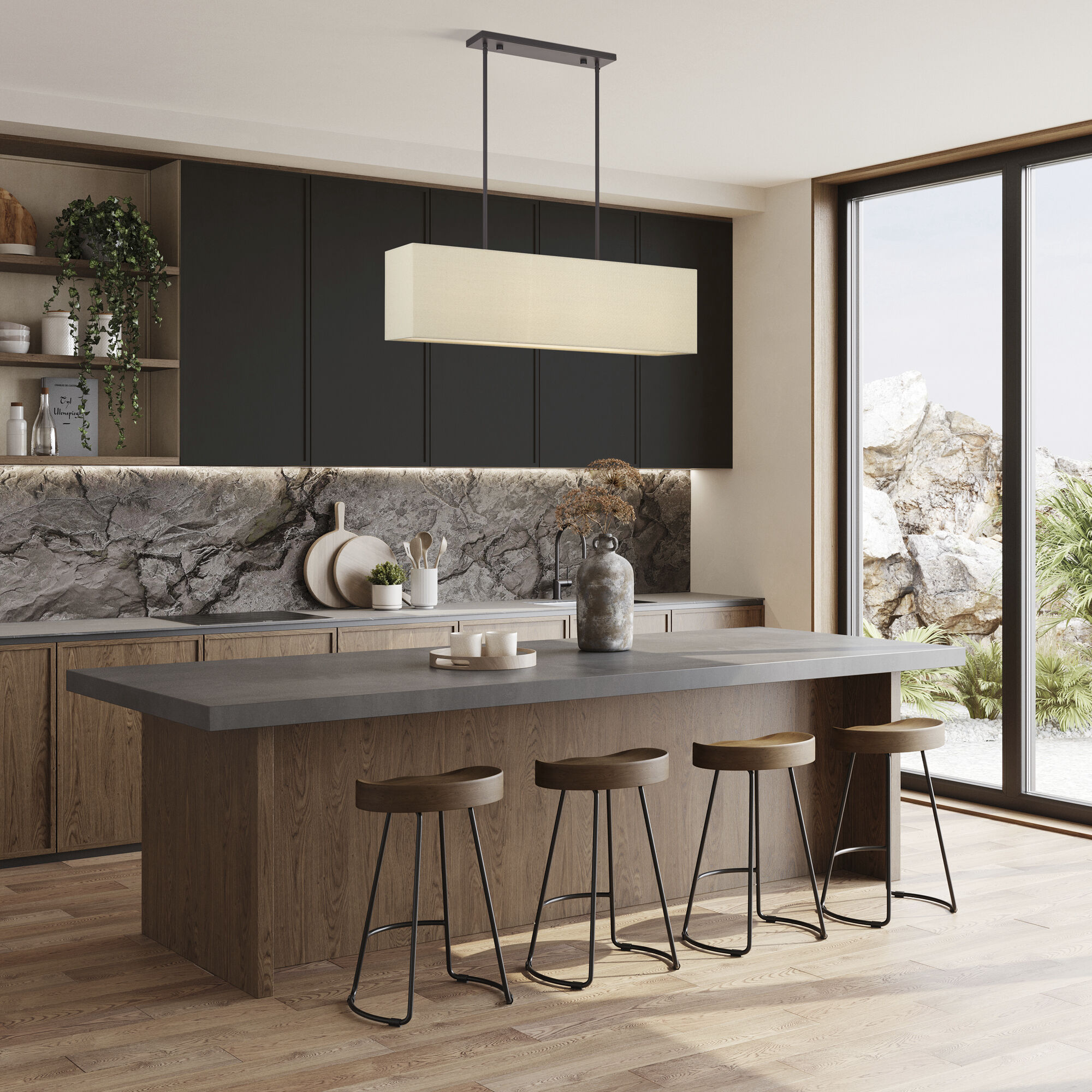 Summit 4 Light 36 inch Bronze Linear Chandelier Ceiling Light, Large