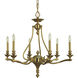 Fin De Siecle 6 Light 31 inch Brushed Brass Dining Chandelier Ceiling Light