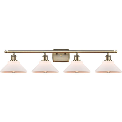 Ballston Orwell 4 Light 36 inch Antique Brass Bath Vanity Light Wall Light in Incandescent, Matte White Glass, Ballston
