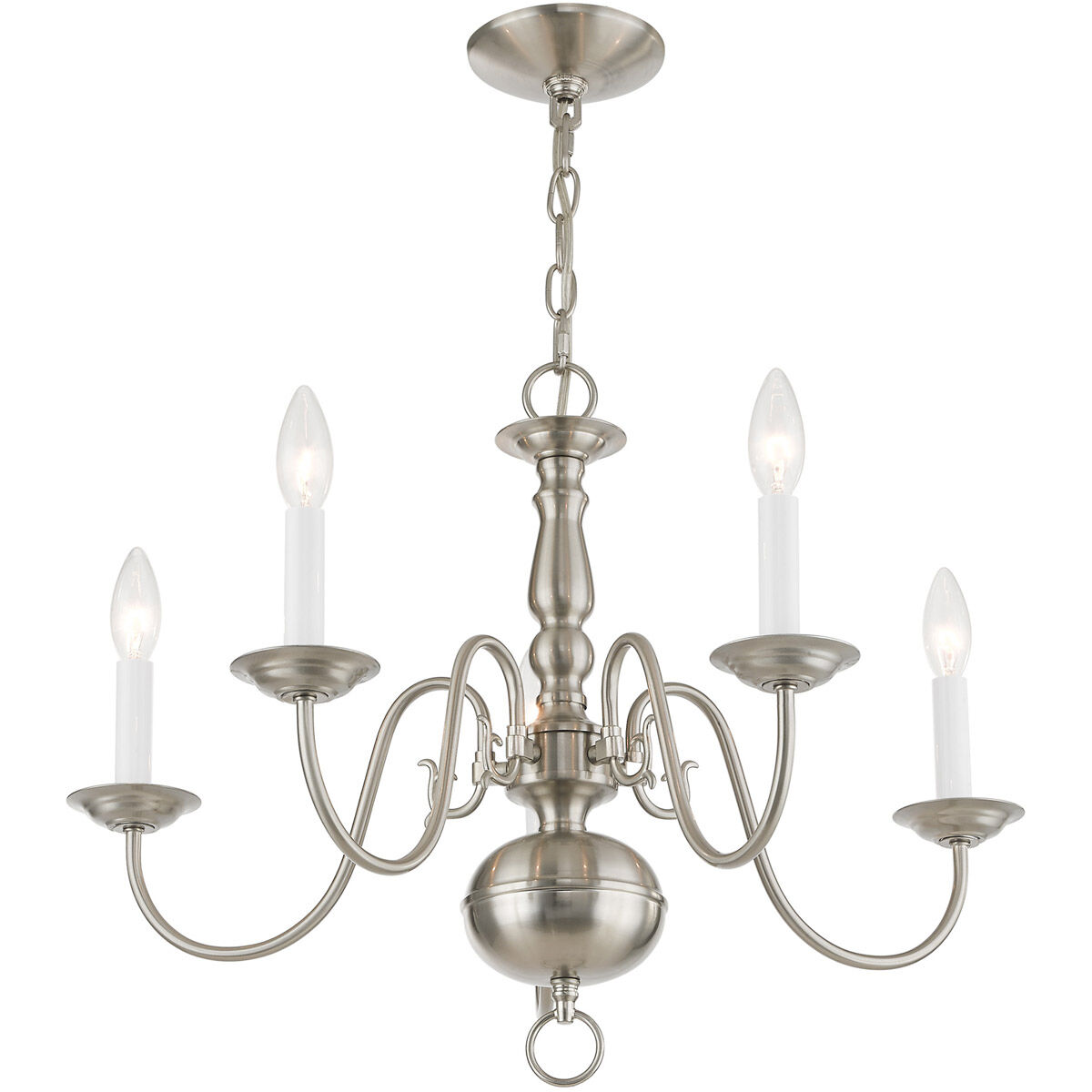 Williamsburgh 5 Light 24 inch Brushed Nickel Chandelier Ceiling Light