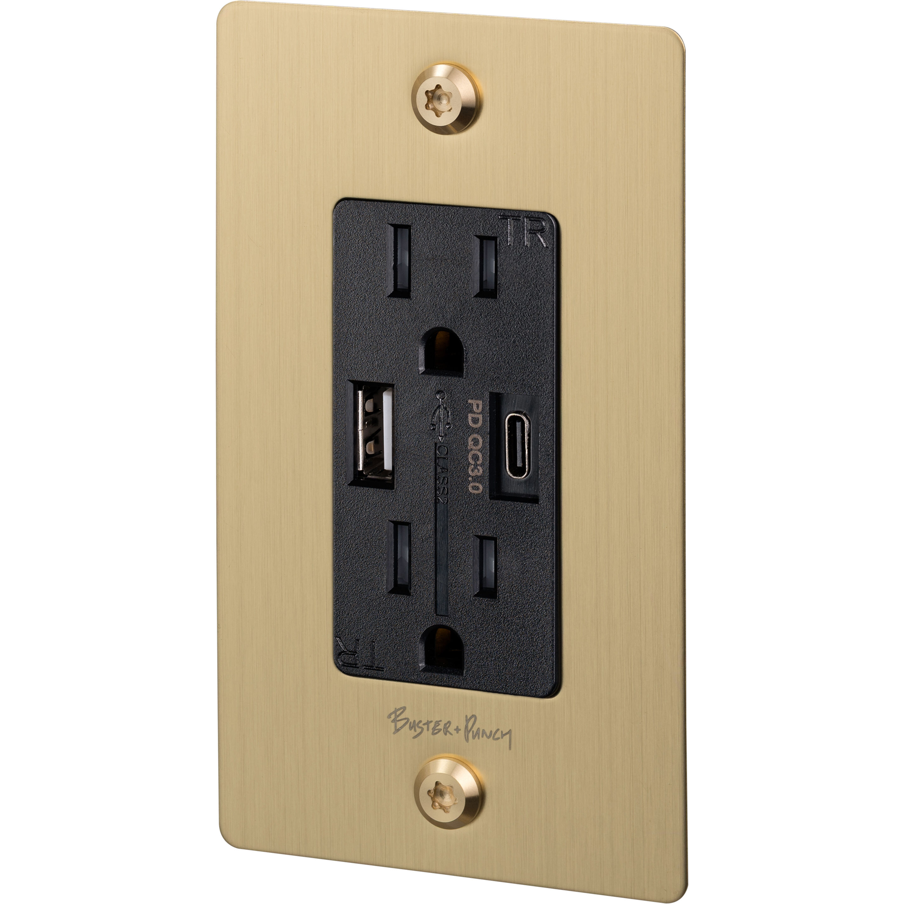 1G Duplex 125 Brass Outlet, USB A + C