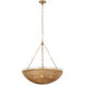 Chapman & Myers Clovis LED 28 inch Antique-Burnished Brass and Natural Wicker Chandelier Ceiling Light, Medium