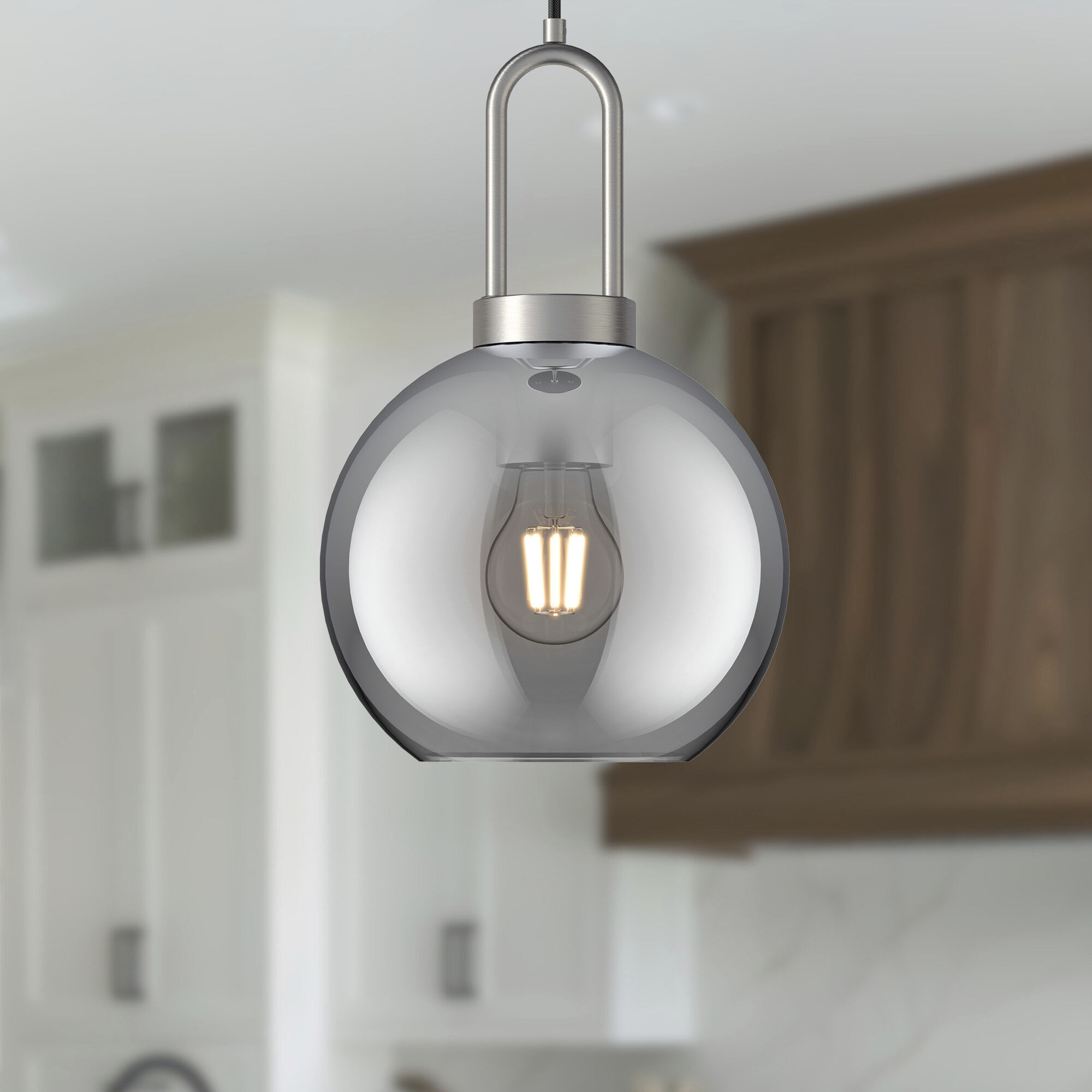 Alora Mood Soji 1 Light 7.88 inch Brushed Nickel/Smoked Solid Glass Pendant Ceiling Light in Smoked Glass