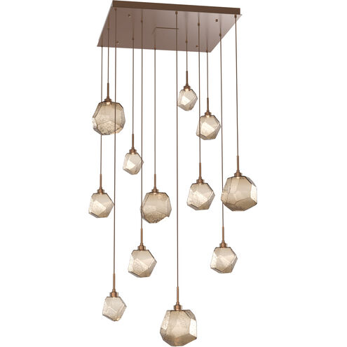 Gem LED Burnished Bronze Chandelier Ceiling Light, Square Multi-Port
