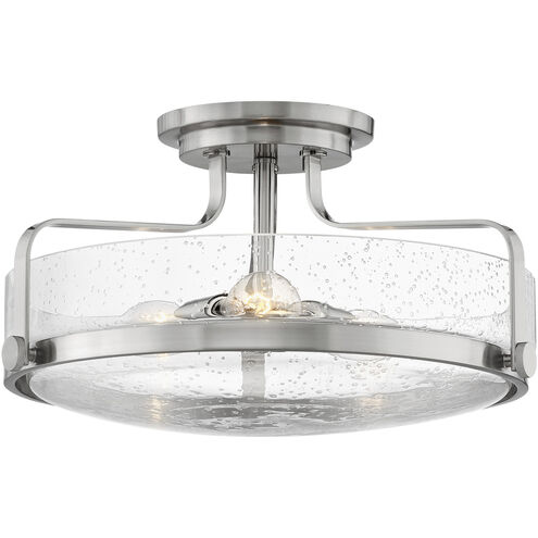 Harper 3 Light 18 inch Brushed Nickel Indoor Semi-Flush Mount Ceiling Light in Clear Seedy