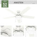 Anisten 52 inch Fresh White with Fresh White/Light Oak Blades Ceiling Fan
