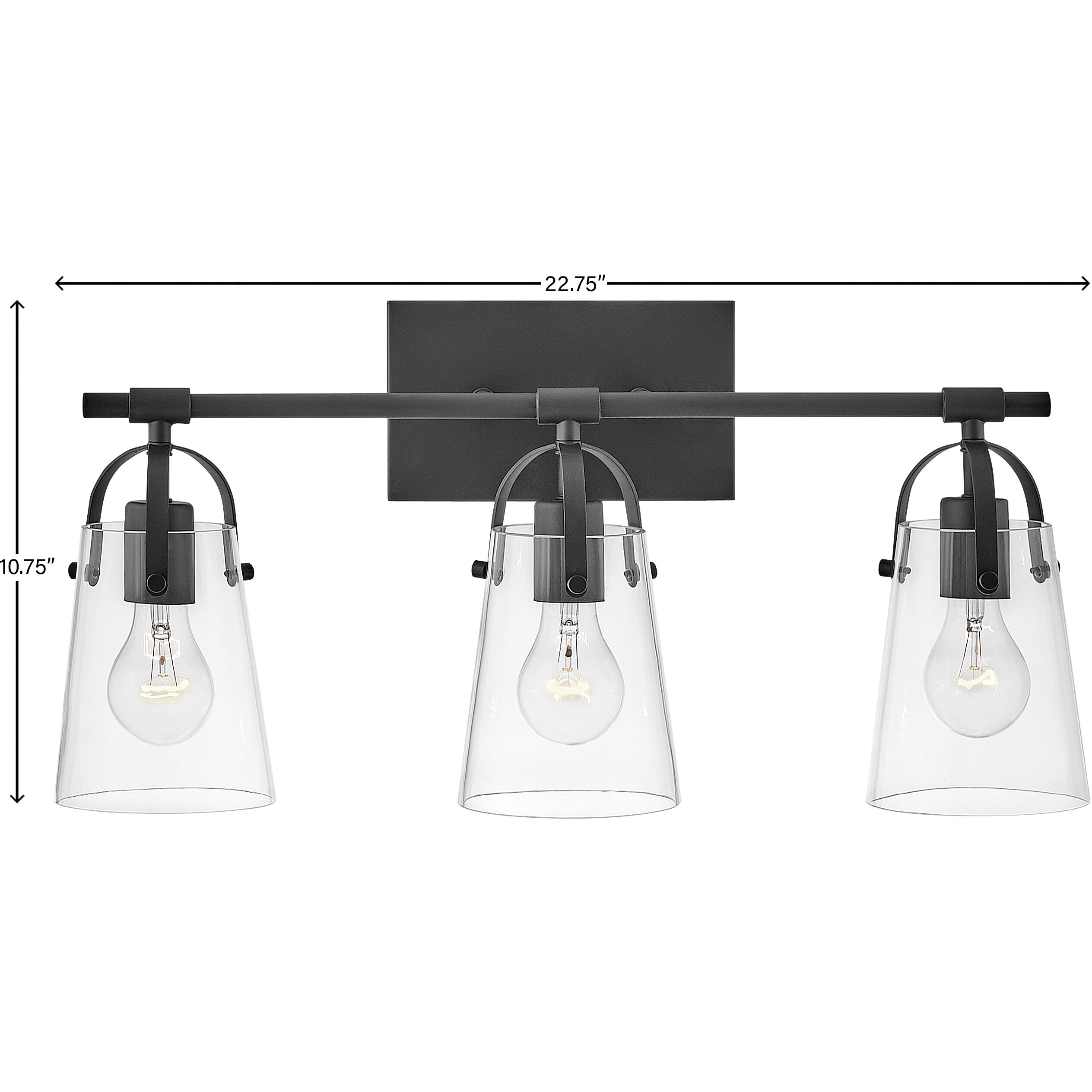 Foster 3 Light 22.75 inch Black Vanity Light Wall Light in Clear