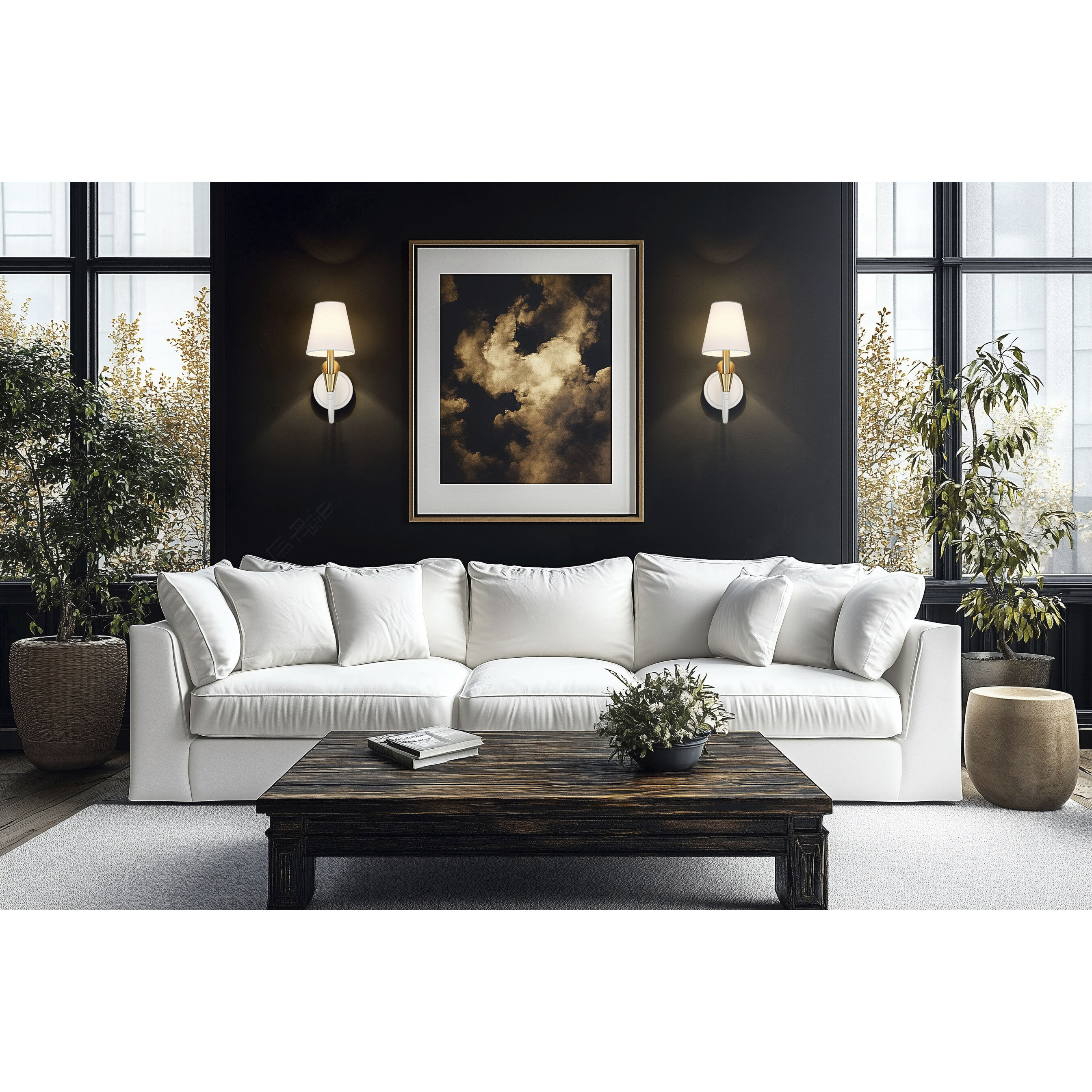 Claudelle Wall Sconce Wall Light in Textured White and Modern Gold