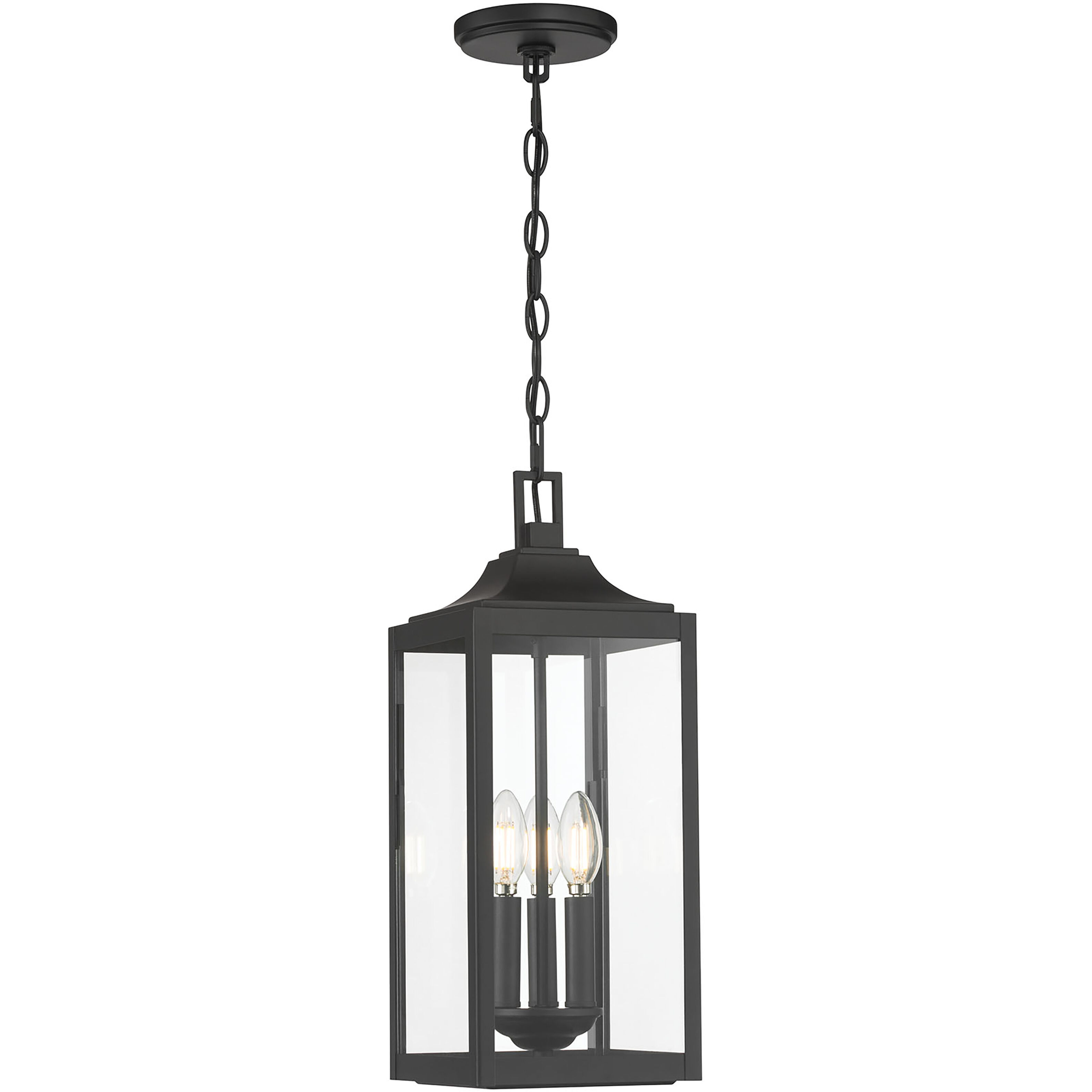 Halston 3 Light 7.25 inch Powder Coated Black Outdoor Hanging Lantern