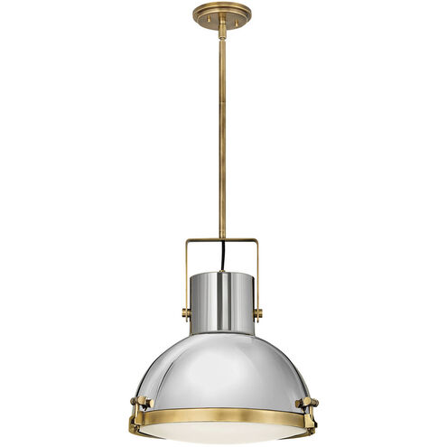 Nautique 1 Light 18 inch Heritage Brass with Polished Nickel Indoor Pendant Ceiling Light in White, Heritage Brass / Polished Nickel