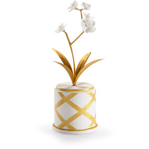 Bradshaw Orrell Matte White/Antique Gold Leaf Decorative Accent