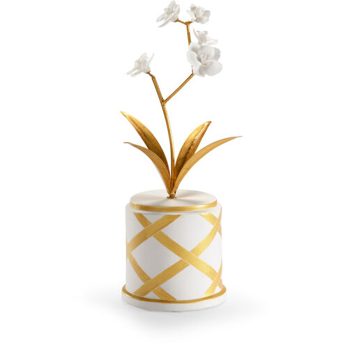 Bradshaw Orrell Matte White/Antique Gold Leaf Decorative Accent