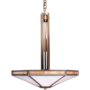 Etoile 4 Light 21 inch Raw Copper Pendant Ceiling Light in Gold White Iridescent and White Opalescent