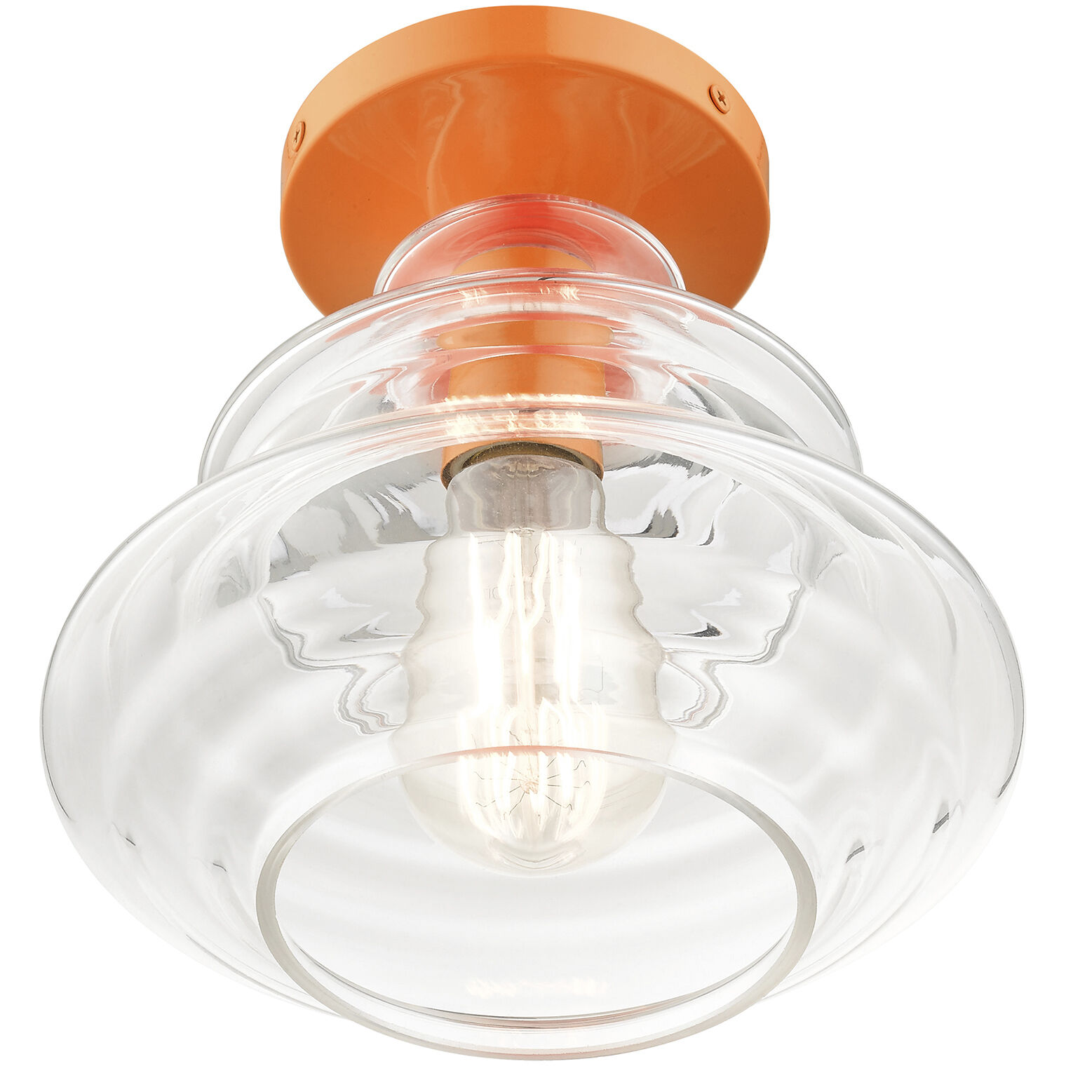 Everett 1 Light 9 inch Shiny Orange Semi-Flush Ceiling Light