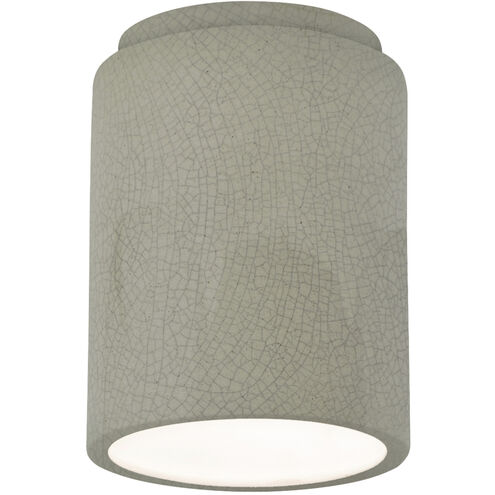 Radiance Cylinder LED 7 inch Celadon Green Crackle Flush-Mount Ceiling Light in 1000 Lm LED