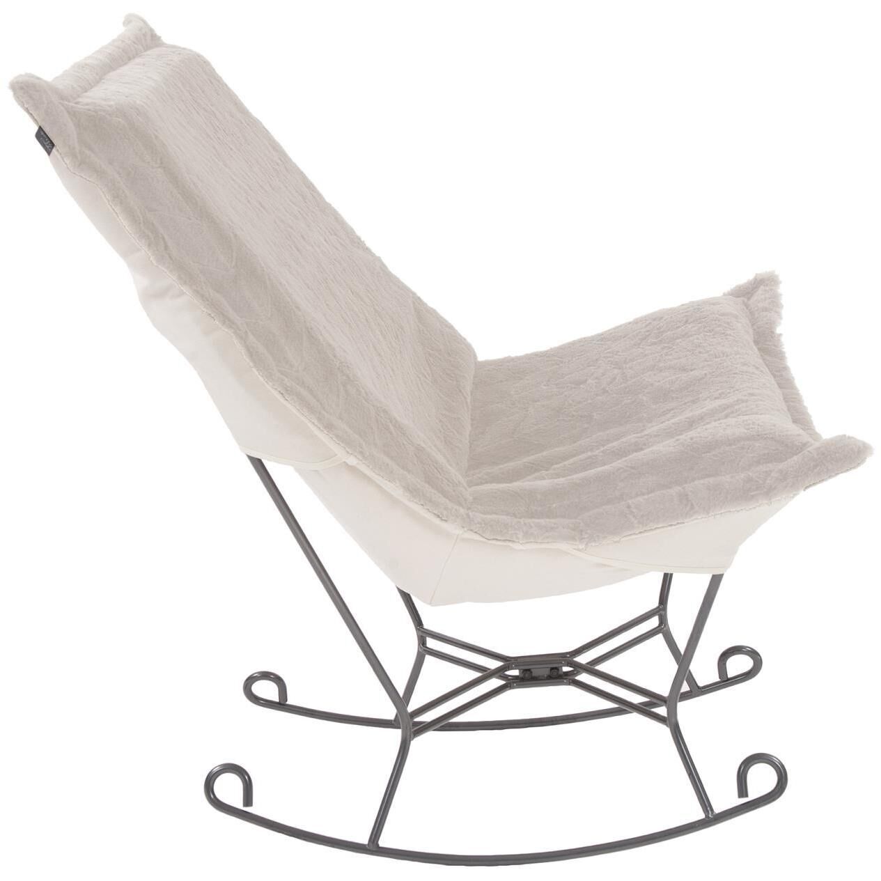 Puff Angora Natural Scroll Rocker with Cover