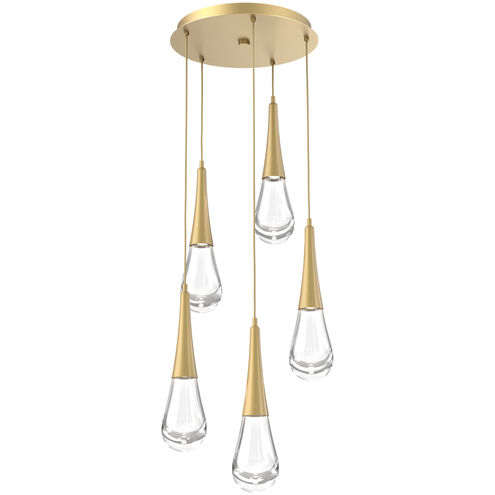 Rain Drop LED 19.3 inch Gilded Brass Chandelier Ceiling Light in 2700K LED, Multi-Port