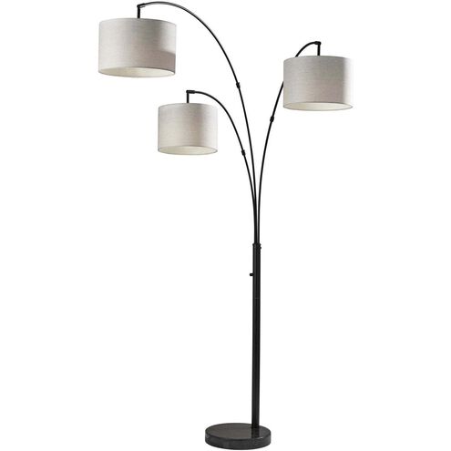 Bowery 82 inch 60 watt Black Arc Floor Lamp Portable Light in Taupe Textured Fabric